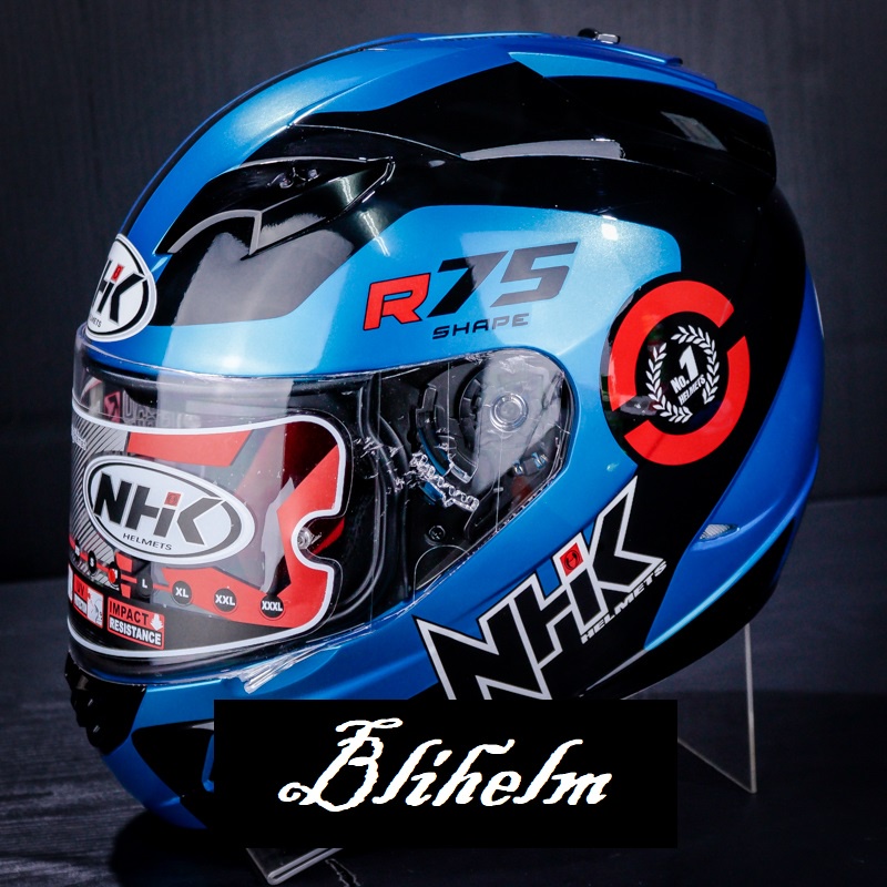 HELM NHK GP1000 R75 BLUE BLACK FULL FACE HELMET