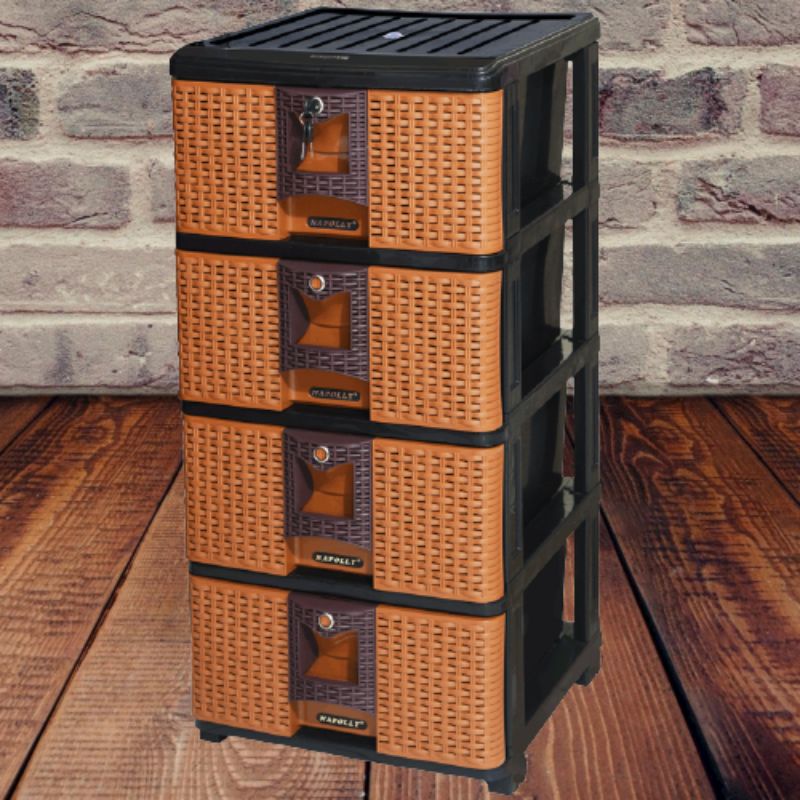 Lemari Napolly Laci Susun 4 Serbaguna/Murah Lemari Plastik Susun 4/Container Laci Napolly/Lemari Lac