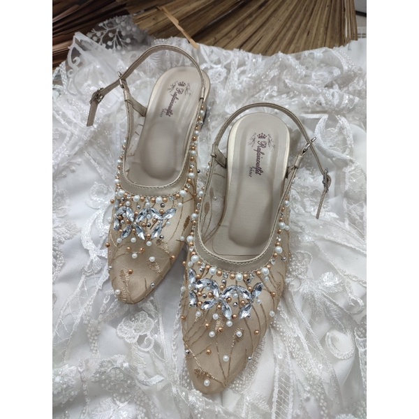 sepatu Rafaizoutfit tisya gold sepatu wanita sepatu wedding 3cm tahu