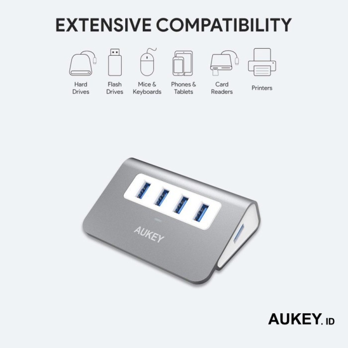 USB HUB 4 Port Aukey CB-H5 USB HUB 3.0 Aluminium