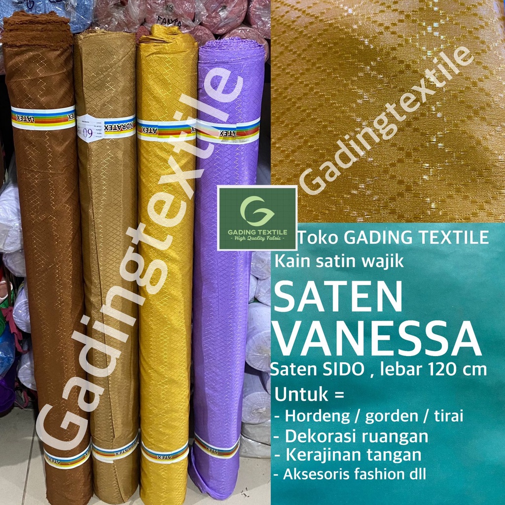 ( per setengah meter ) kain SATEN VANESSA satin wajik sido meteran lebar 120 cm bahan tirai gorden hordeng horden dekorasi dekor kamar ruangan fashion craft kerajinan tangan taplak meja prasmanan tamu hampers hamper parsel parcel backdrop background foto