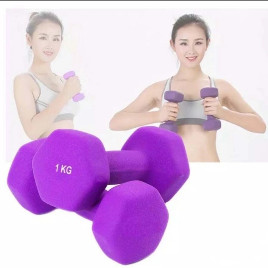 Dumbell Vinyl Barbel Wanita Gym Fitness Angkat Beban Olahraga neoprene