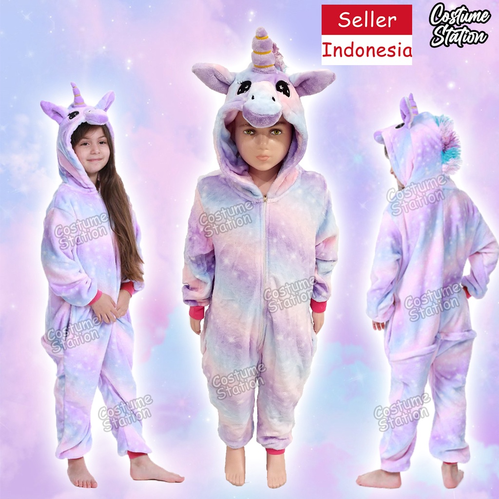 Kostum Onesie Unicorn Purple / Costume Kuda Poni motif Ungu anak perempuan