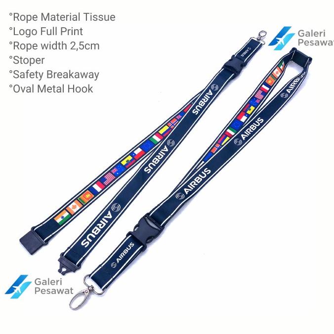 

Office & Stationery | Document Organizer | Lanyard / Gantungan Tali Id Airbus Bendera Hitam Premium | Best Seller