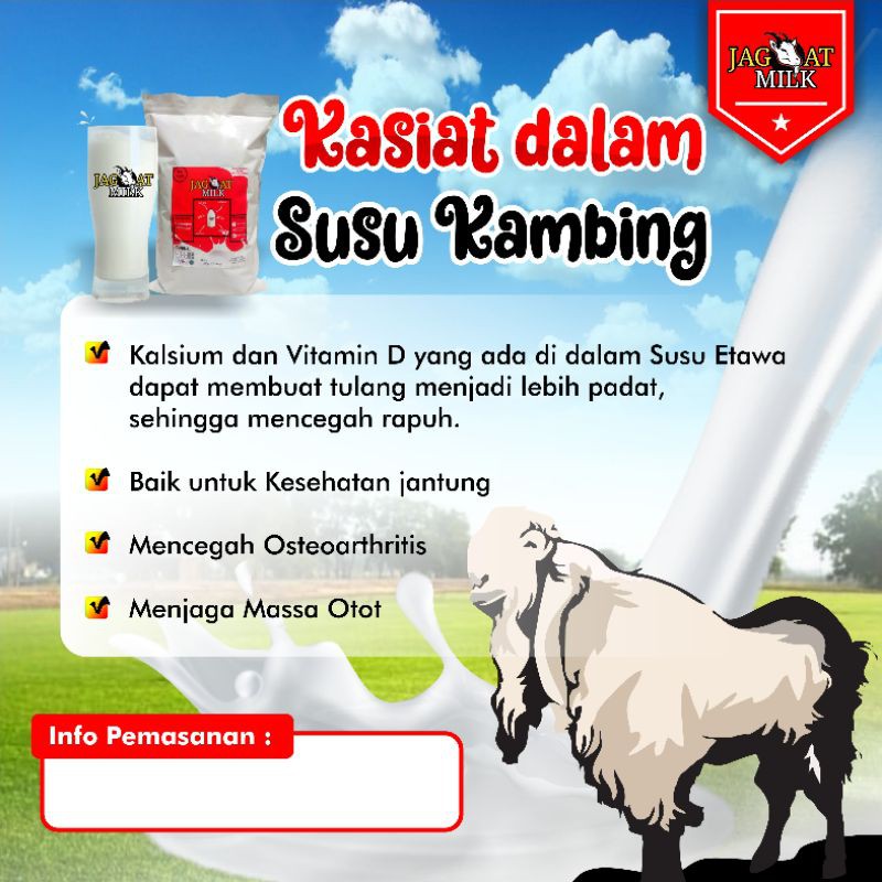 Susu Kambing Etawa 1kg Kemasan Almunium foil jagoat milk