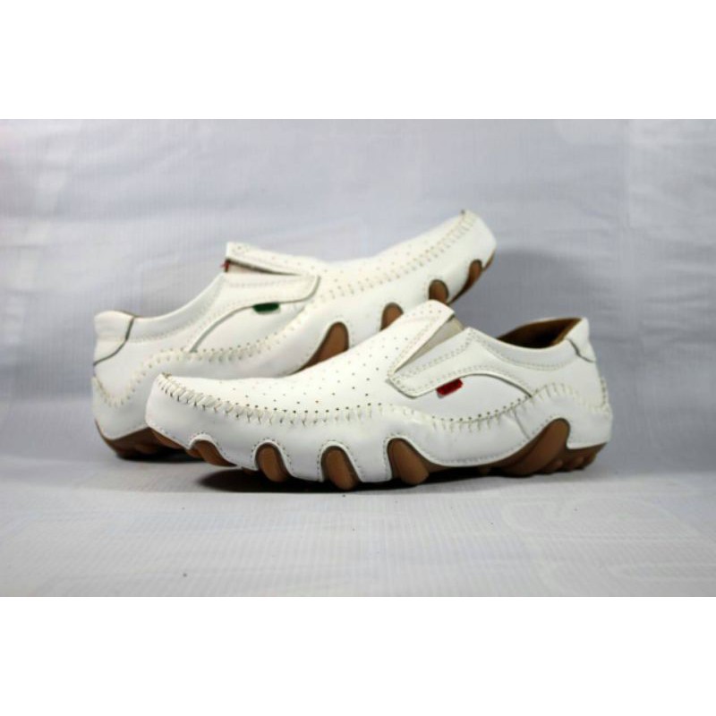 INZAGHI WHITE | Sepatu Pria Kasual BM Inzaghi Gaya Traveling 100% Kulit Asli