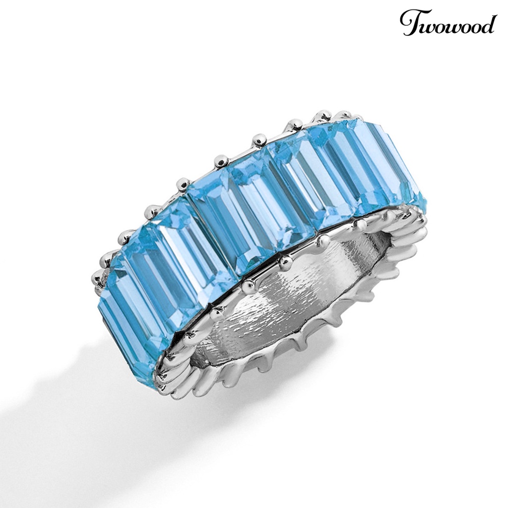 Cincin Electroplated Aksen Berlian Imitasi Untuk Wanita