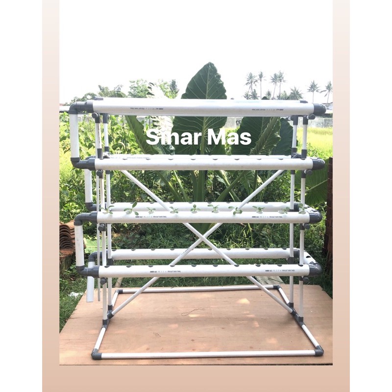 HIDROPONIK SET 84 LUBANG NFT/DFT RANGKA PIPA/HIDROPONIK SET PIPA NON TIMBAL POWER