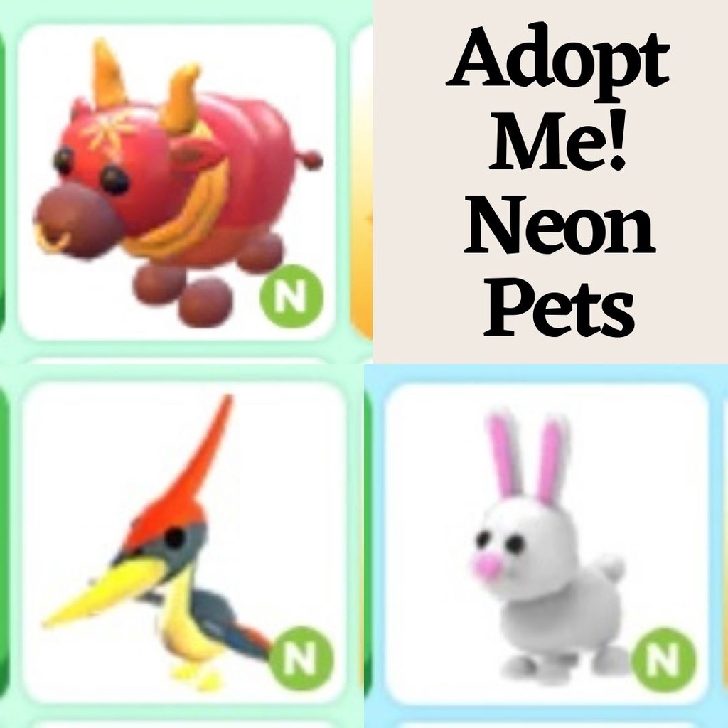 Jual Neon Pets Adopt Me - Neon Lunar Ox - Neon Bunny - Neon Glyptodon