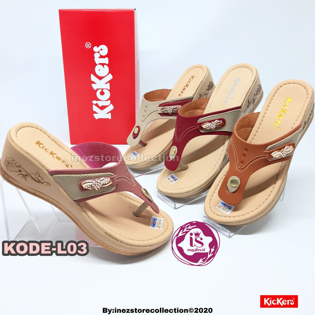 WEDGES SANDAL WANITA KICKERS TERBARU KODE JAPIT L03 MURAH