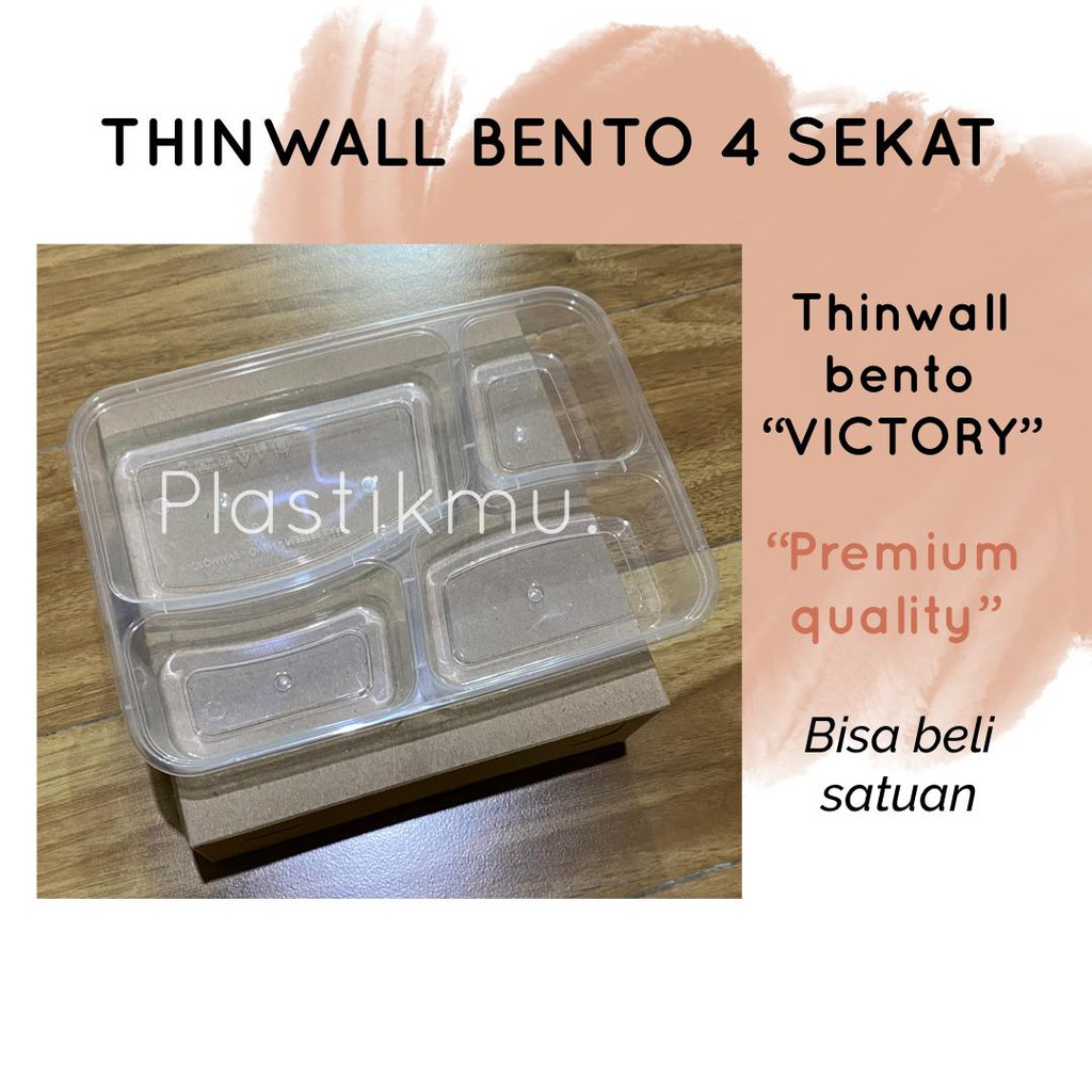 

THINWALL BENTO 4 SEKAT SATUAN TRANSPARAN / FOOD CONTAINER CATERING