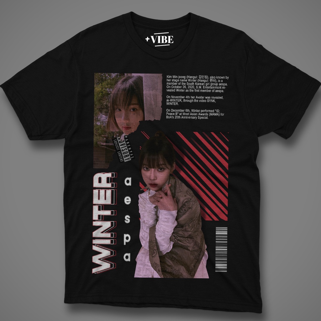 Kaos Hitam Streetwear Winter aespa