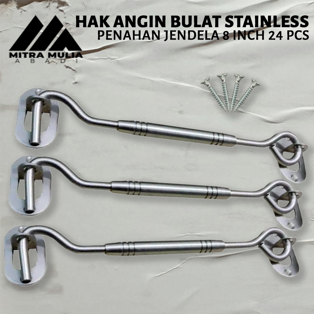 Hak Angin Bulat Tebal I TEBAL JUMBO I Cantolan Penahan Jendela 8 Inch - Silver