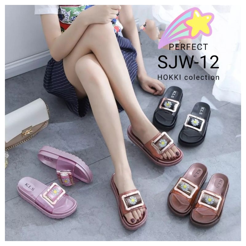 sandal wanita selop transparan import