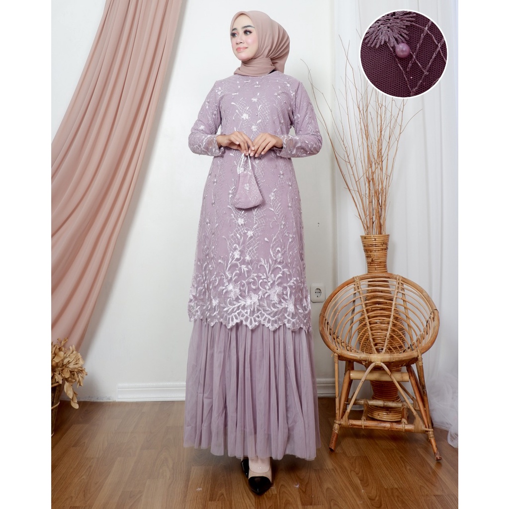 Kadai.baju / Gamis aulia tutu / Gamis brukat jumbo / Gamis tulle brukat Size M L XL XXL