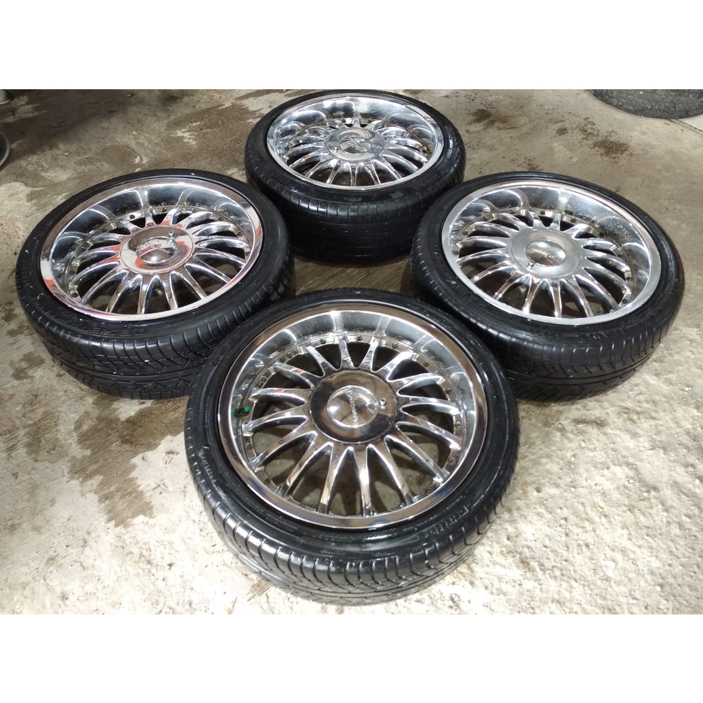 pelek velg mobil racing chrome ring 20 ban 245/40/r20 lubang 5/114