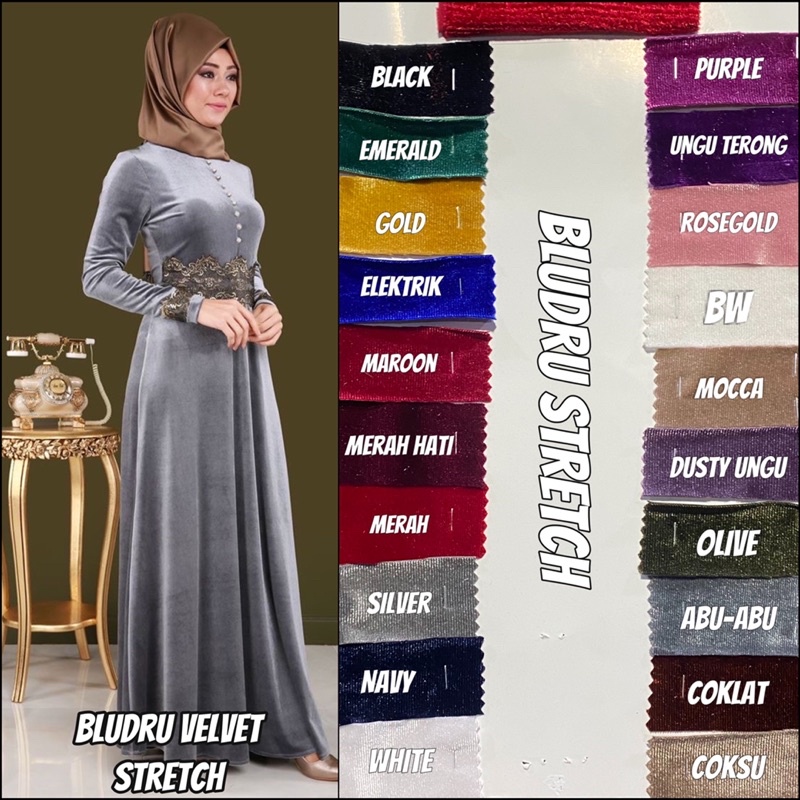 [TERLARIS] KAIN BLUDRU STRETCH VELVET BELUDRU PREMIUM ORI GAMIS BRIDESMAID TERMURAH PER-0.5m GROSIR