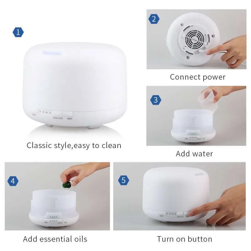 FREE REMOTE - Air Diffuser Humidifier Ultrasonic Aromatherapy 500ml - 7 COLOR LED