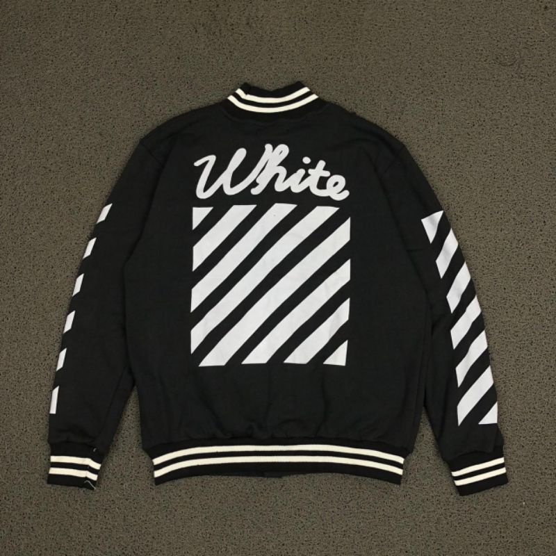 JAKET BOMBER OFF WHITE HIGH QUALITY CASUAL HYPE FASHION PRIA