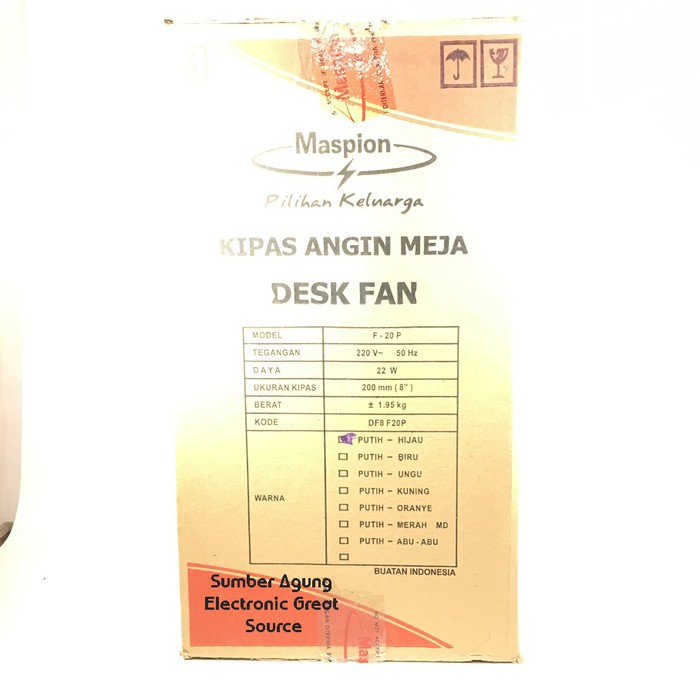 Kipas Angin Maspion F20 F20P Desk Fan Garansi Service Resmi Seluruh Indonesia