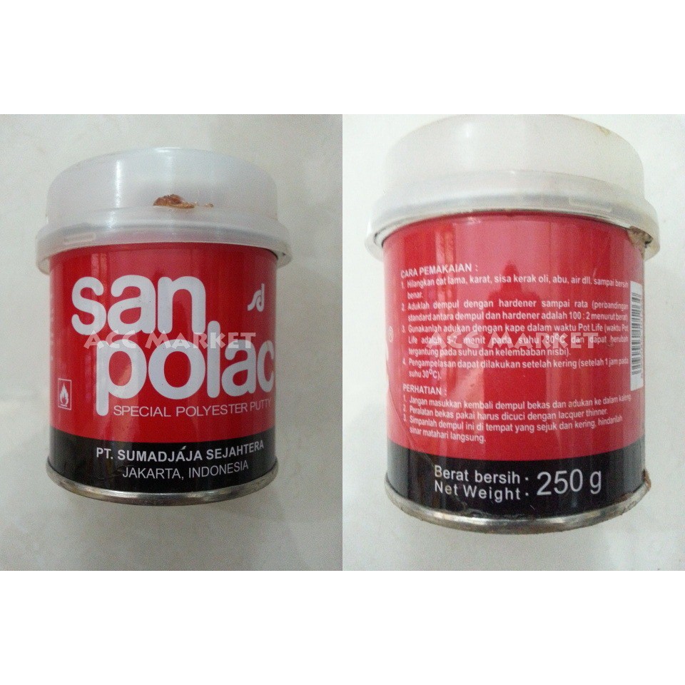 Dempul Putty Sanpolac 250G Besi Logam Plastik