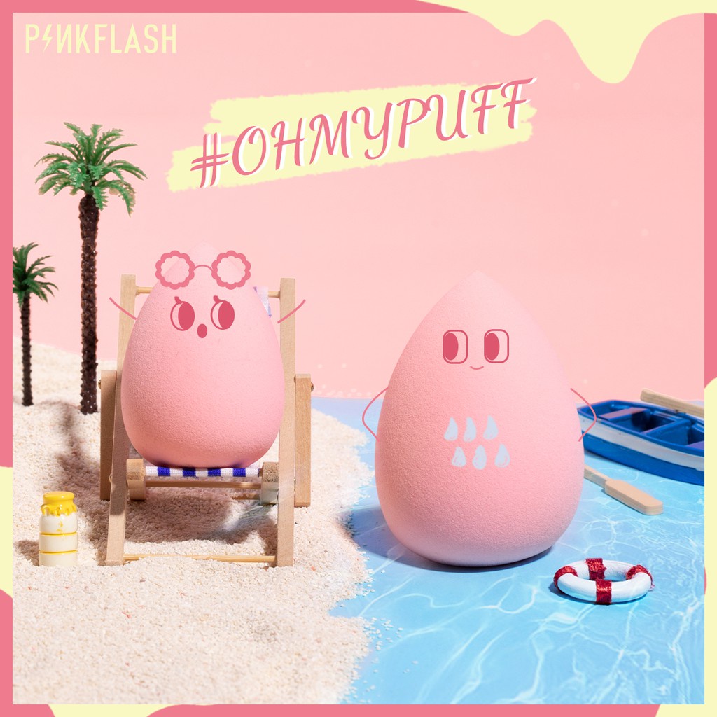 PINKFLASH Ohmypuff Spons Beauty Egg Makeup Sponge Bentuk Hati Warna