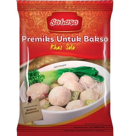 

Sobaso Bakso khas Solo 250gr Tepung Premiks untuk Bakso Kemasan Merah