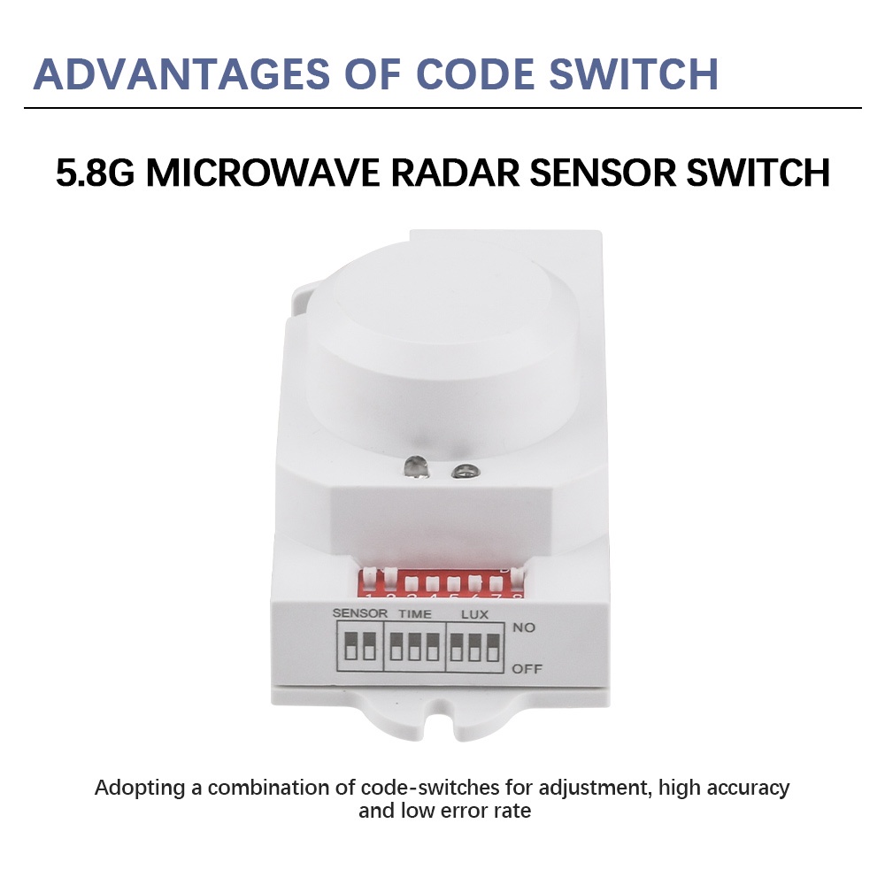 NEW Microwave Sensor Switch 5.8ghz HF AC85-250V LED 360° Radar Motion Body Sensing