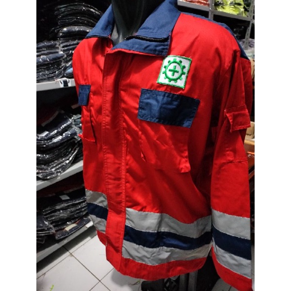 SERAGAM SAFETY MODEL JAKET TAMBANG MERAH NAVY SCOTLIGT BESAR