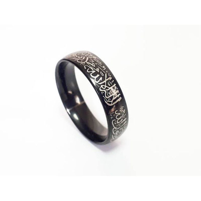 CINCIN TITANIUM TAUHID HITAM SYAHADAT MUSLIM