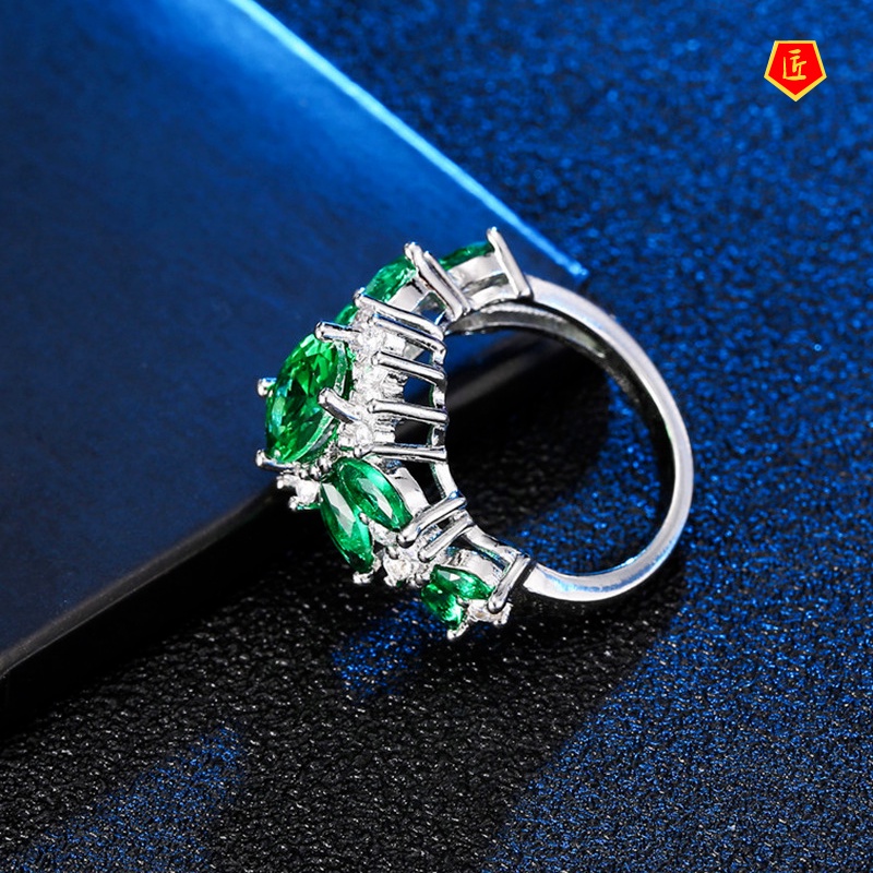 [Ready Stock]Creative Emerald Ring Female Temperament Personality