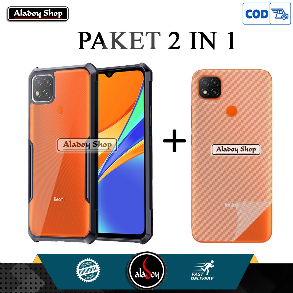 Case Xiaomi Redmi 9C Airbag Shockproof Transparent Casing + Skin carbon