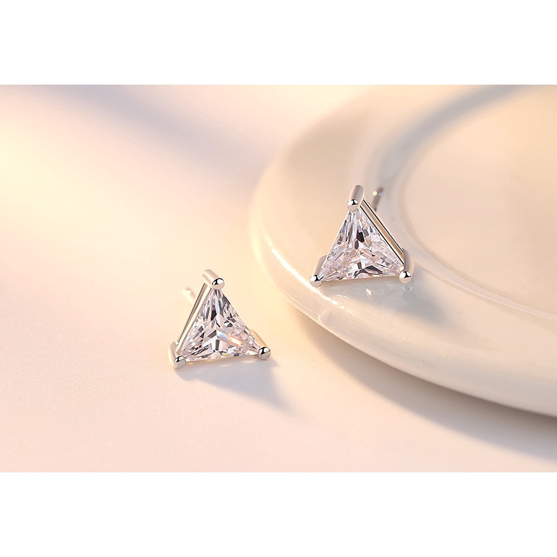 Anting Perak 925 Wanita Geometris Segitiga Fashion Perhiasan/Subang Telinga anting perempuan