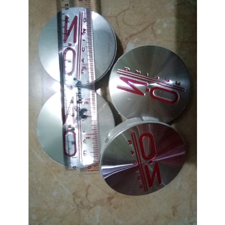 Jual Dop velg OZ RACING chrome silver merah diameter topi 6 cm kaki 5.5 harga 1 pc Murah