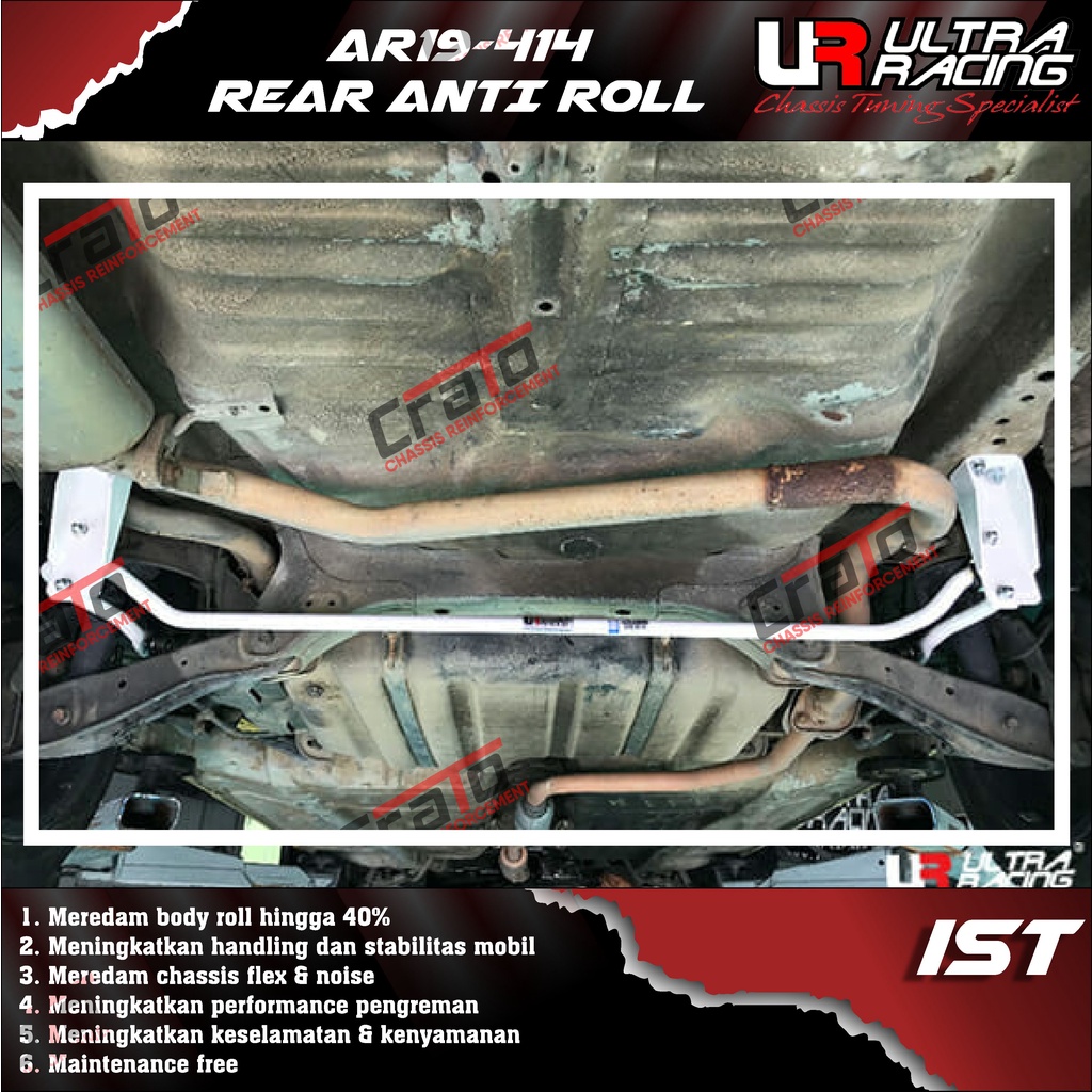 Aksesoris Stabiliser ULTRA RACING Safety Bar - Swaybar - Rear Anti Roll 19MM - Toyota IST - AR19-414