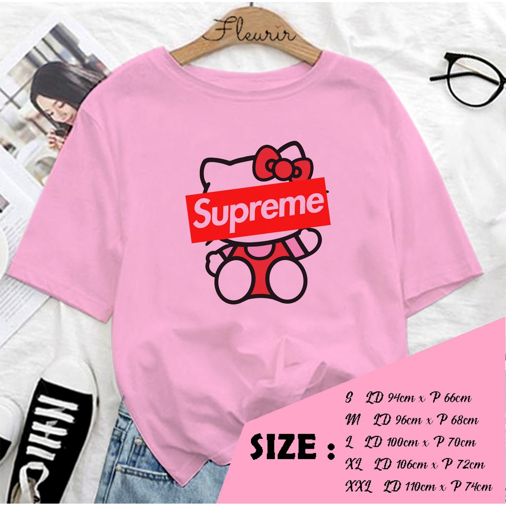 FLEURIR - KAOS SUPREME KITTY WANITA DEWASA LENGAN PENDEK TUMBLR TEE UNISEX