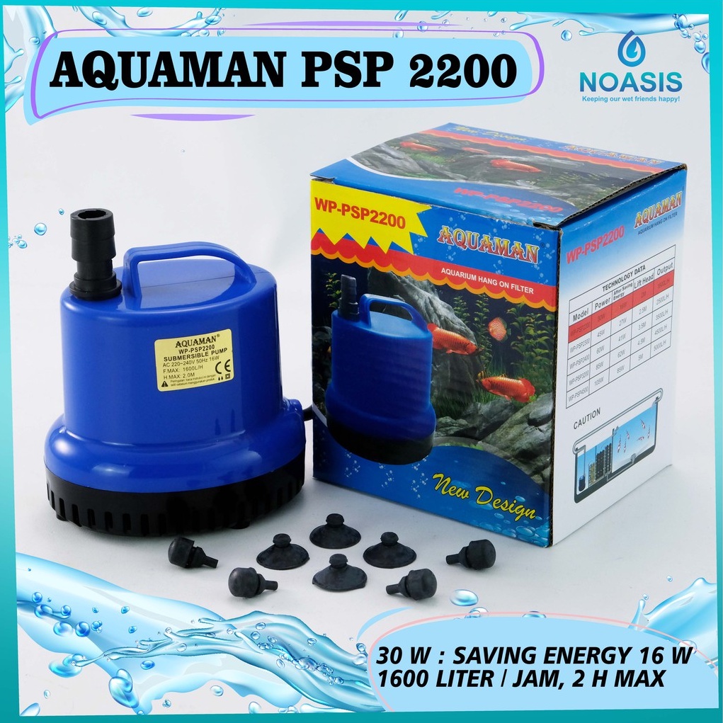 POMPA AIR CELUP AQUARIUM 16 W AQUAMAN WP PSP 2200 PSP-2200 KOLAM IKAN LOW WATT / DAYA RENDAH