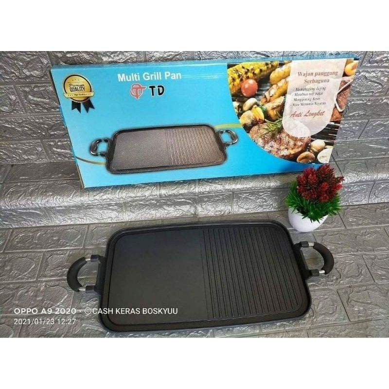 Multi Grill Pan / Wajan / Alat Panggang Daging BBQ Ikan SOSIS NAGET Serbaguna Anti Lengket Teplon Ba