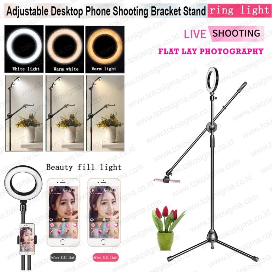 TRIPOD BOOM ARM ROTARY FLAT LAY VIDEO STAND HP OVERHEAD RING LIGHT 180