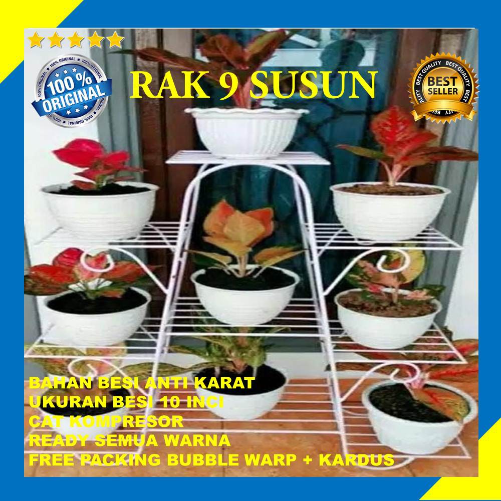 Rak Bunga Susun Besi Tanaman Hias Minimalis Bertingkat 9 Dudukan Pot Model Curva Lengkung