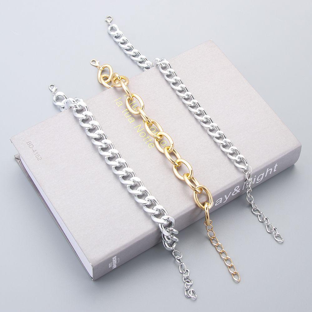 Solighter Choker Punk Statement Rantai Kaitan Warna Silver Gold