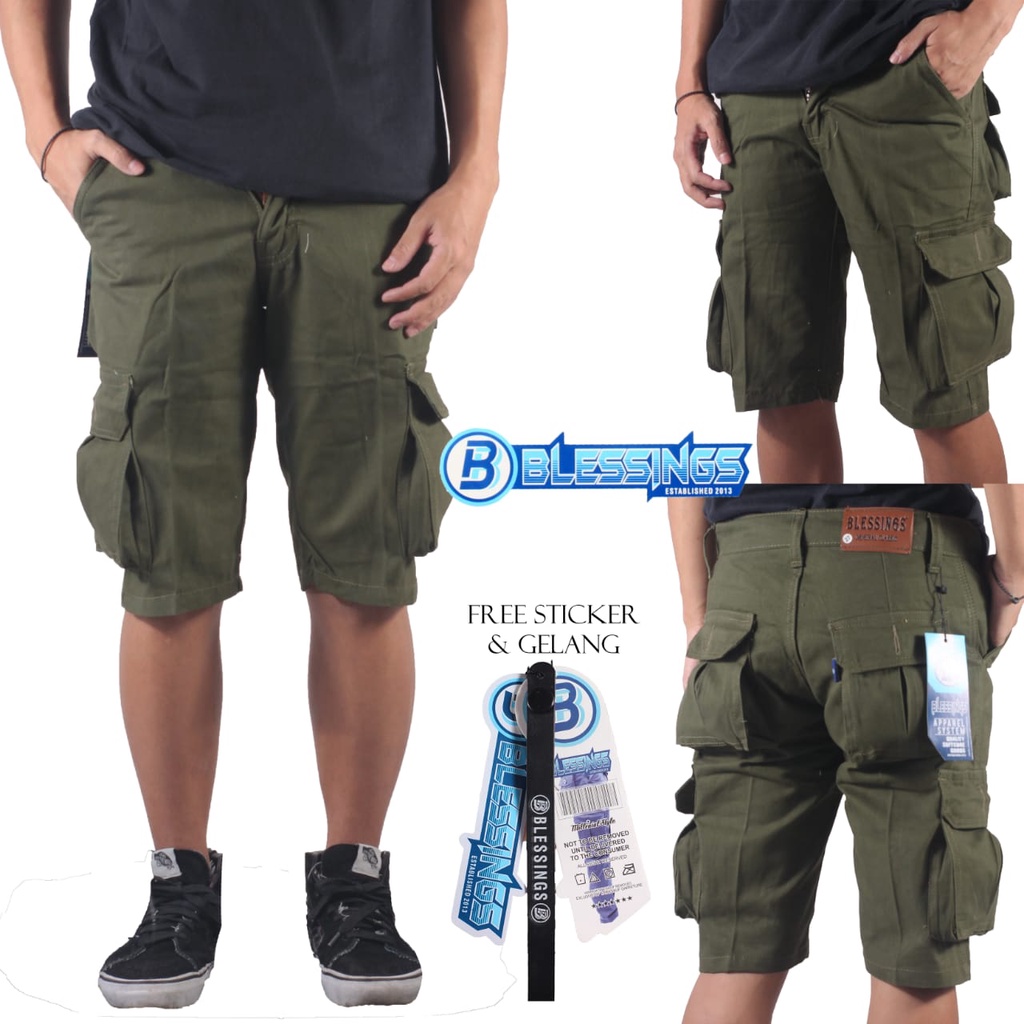 Celana Cargo pendek pria Pdl jumbo Warna Army keren terbaru murah