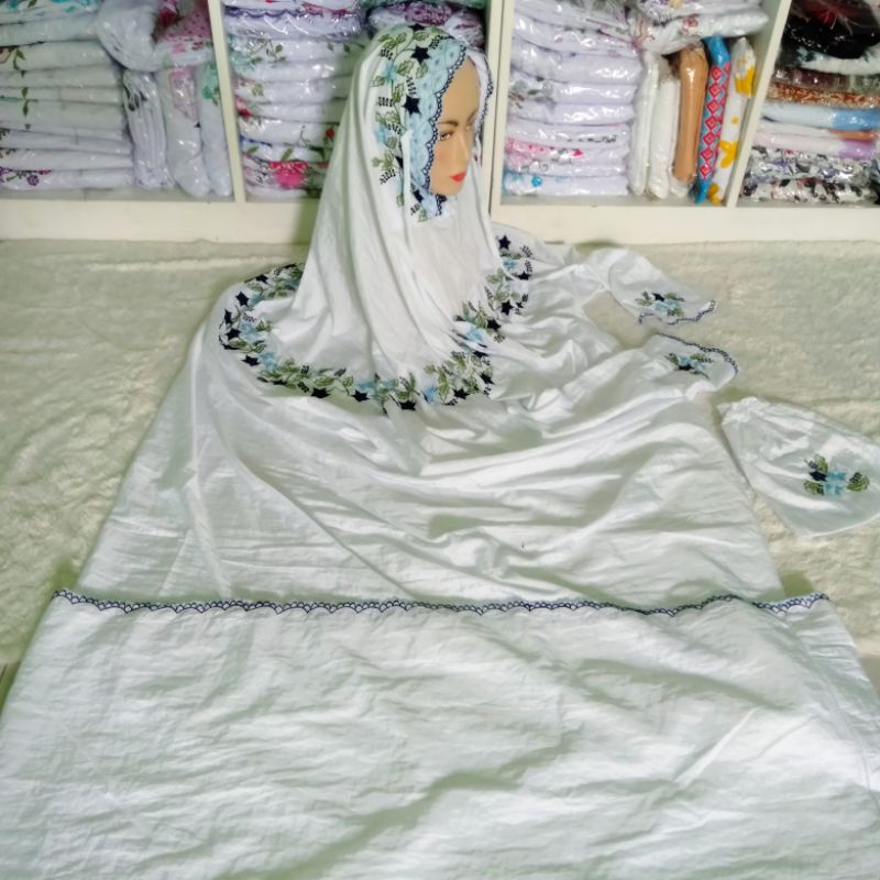 Mukena parasut bordir warna terusan