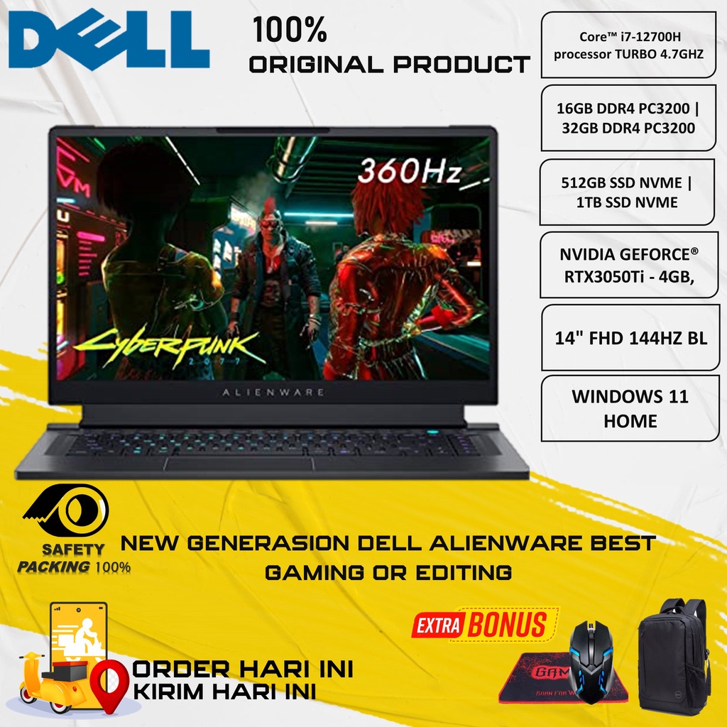 LAPTOP GAMING DELL ALIENWARE X14 INTEL I7 12700H 32GB 512GB/1TB SSD  RTX3050Ti-4GB 14&quot; FHD 144HZ WIN11HOME