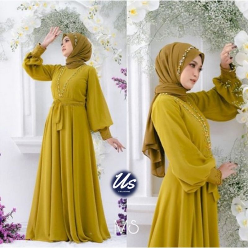 gamis moderen lengan balon