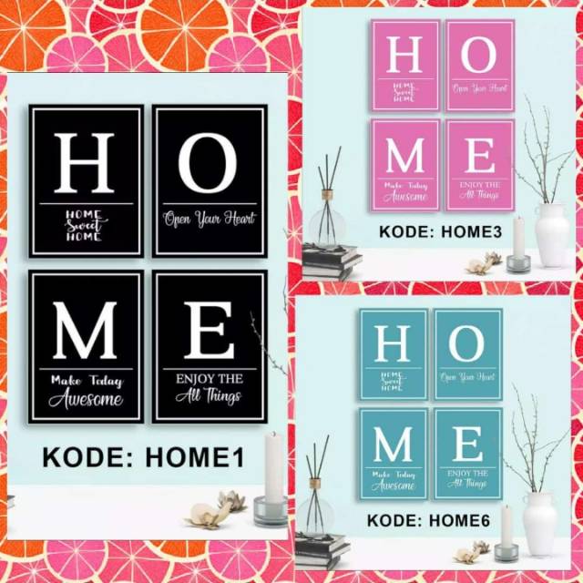 Pajangan Kayu MURAH medan 1 set isi 4 panel-Pajangan HOME/Bingkai kayu/Pajangan Dinding/Wall decor