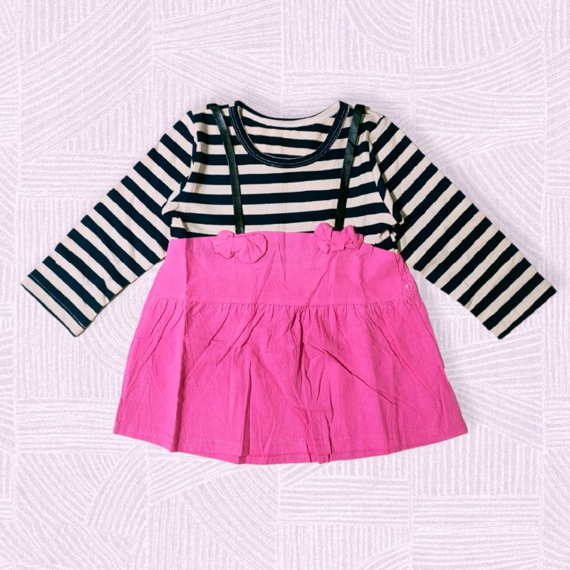 Dress Overall Salur Pita Anak Perempuan Usia 0-2 Tahun