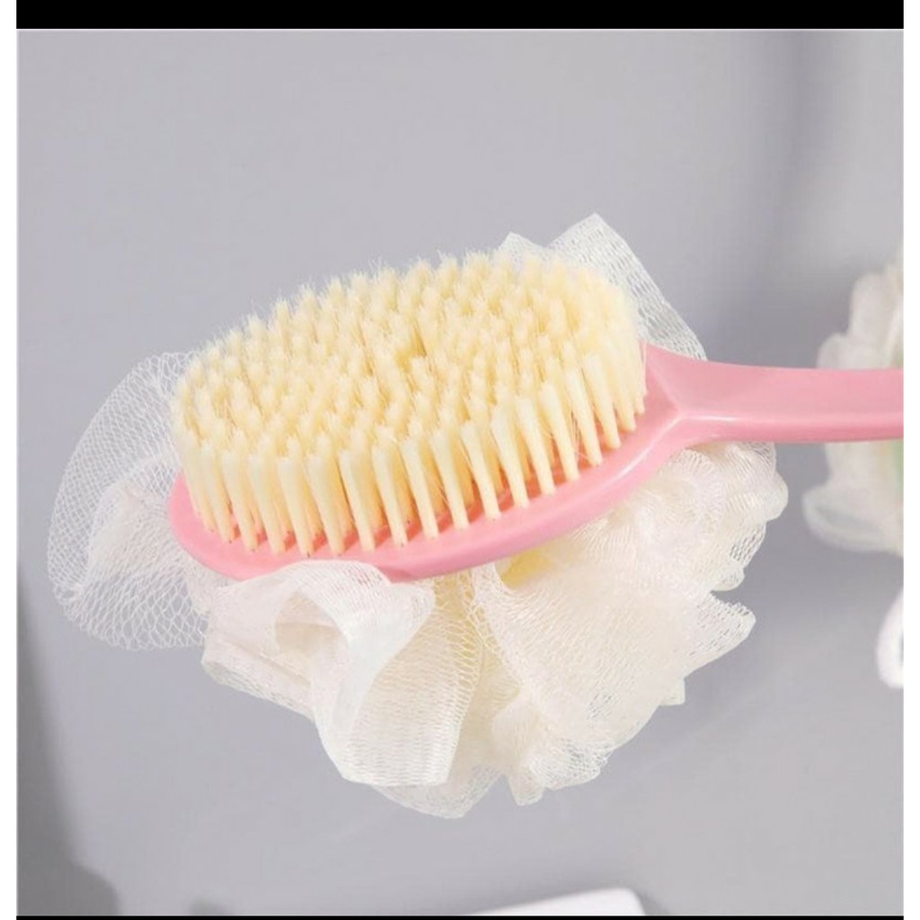 HSA039 SIKAT SCRUB PUNGGUNG 2 in 1 Long Handle Soft Brush Spons Mandi gagang panjang