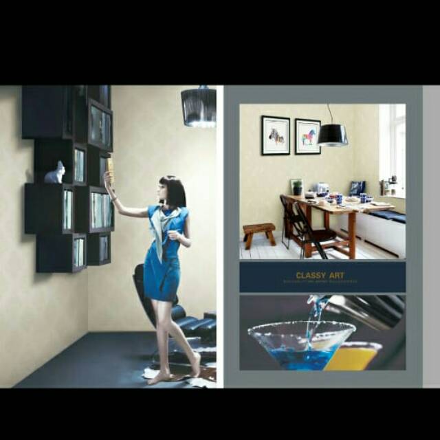 Onna Blue - Wallpaper Classy Art Roll kecil / Wallpaper Clasik / Wallpaper minimalis