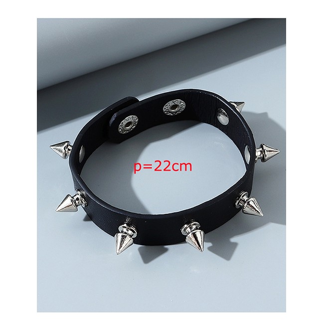 LRC Anting Tusuk Fashion Black Rivet Alloy Mens Bracelet Y64884